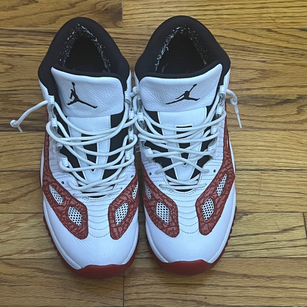 Jordan White and Red Athletic Shoes